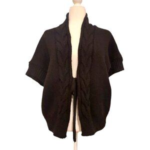 Berretti Cable Knit Cardigan Sweater Black Italian Wool Mohair Alpaca Large